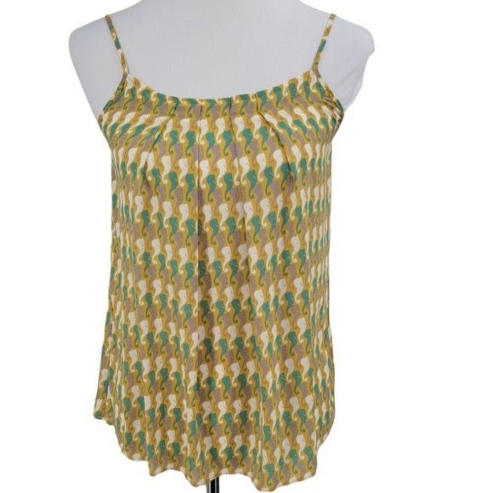 CAbi Womens XS Seahorse Camisole Tank Yellow Pleated Adjustable Straps